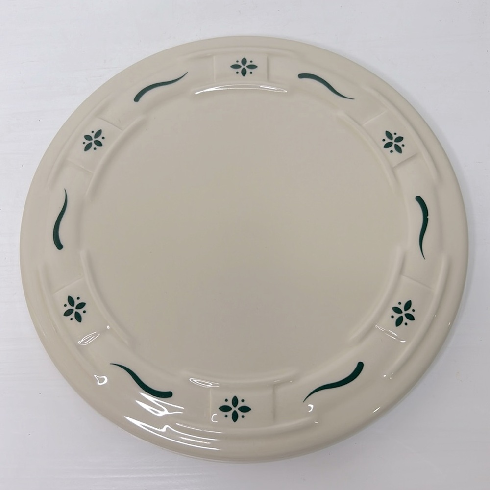 Longaberger 💚 Green Woven Traditions Pottery Ceramic Plate Trivet Pot Holder